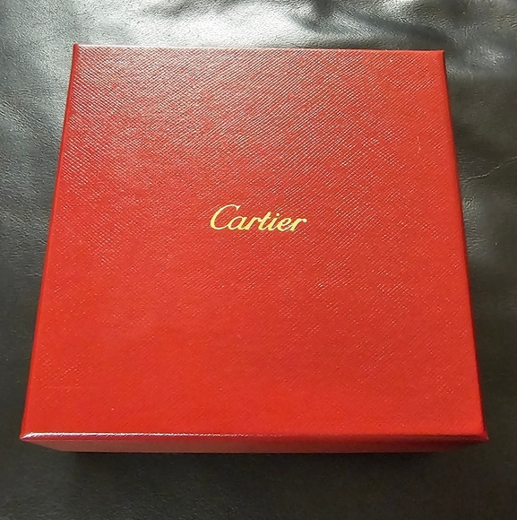 Cartier Burgundy Box with Gold Logo Giftbox 5in X 5in X 2in EUC - Picture 1 of 6